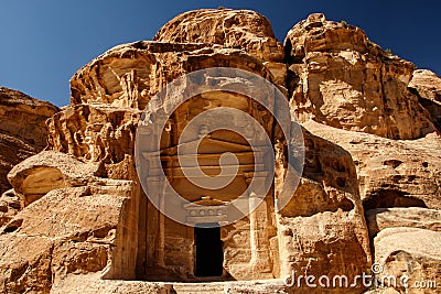 Ancient nabataean house in city of Petra near Wadi Musa in Jordan Stock Photo