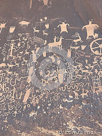 Newspaper Rock - Native American - Petroglyphs Editorial Stock Photo