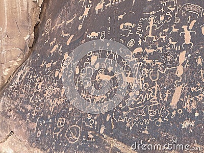 Newspaper Rock - Native American - Petroglyphs Editorial Stock Photo