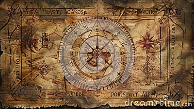 Ancient Numerology Chart on Parchment with Life Paths Stock Photo