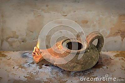 Ancient Oil Lamp Stock Photo