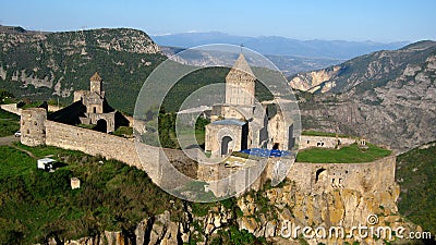 Ancient orthodox stone monastery in Armenia, TatevÂ monastery, made of gray brick Stock Photo