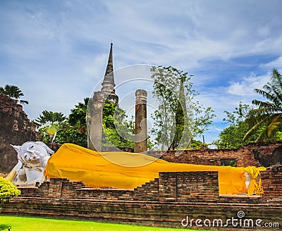 Ancient Pagoda in Ayuthaya historical park Stock Photo