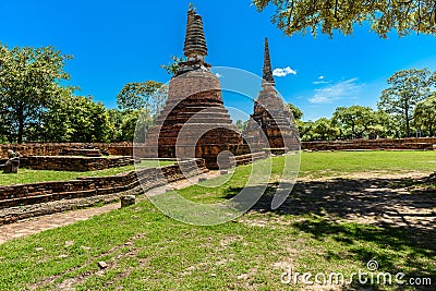 Ancient Pagoda in Wat Phrasisanpetch Phra Si Sanphet. Ayutthay Stock Photo