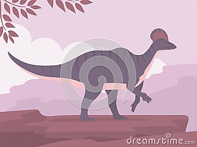 Ancient pangolin hadrosaur of the Jurassic period Vector Illustration