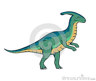 Ancient pangolin parasaurolophus of the Jurassic period Vector Illustration