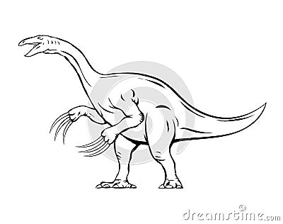 Ancient pangolin therizinosaurus on a white background Cartoon Illustration