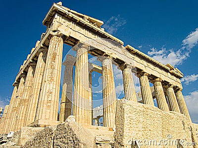 Ancient Parthenon on Acropolis Hill in Athens, Greece Stock Photo