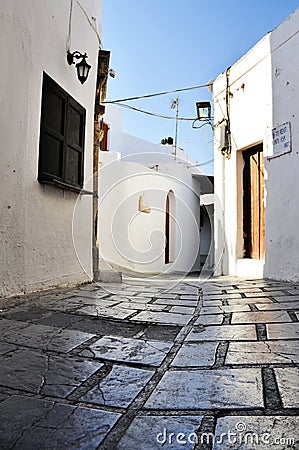 Ancient pavement in Lindos Stock Photo