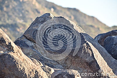 Ancient Petroglyph in Saguaro National Park Editorial Stock Photo