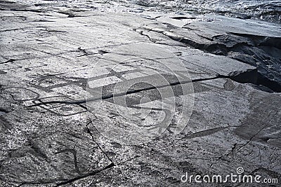 The famous petroglyphs at Cape Besov nos in Lake Onega Stock Photo