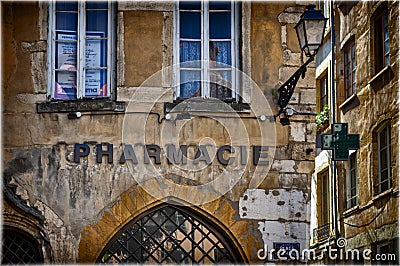 Ancient Pharmacy at Place du Change, Lyon Stock Photo