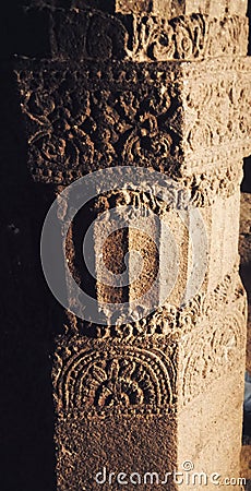 ancient pillar With carvings And design Stock Photo