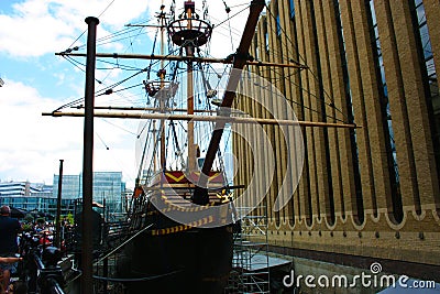 Ancient pirate sailing ship found in the streets of London Editorial Stock Photo