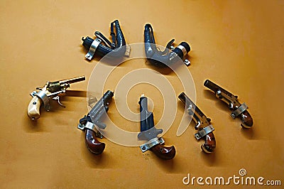 Ancient pistols. Angkor museum, Angkor, Siem Reap Editorial Stock Photo