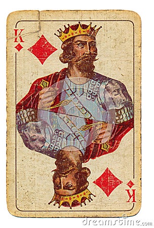 Ancient playing card background - king of diamonds Stock Photo