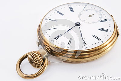 Ancient pocket watch in the bronze case Stock Photo