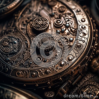 Ancient pocket watch close-up. Antique pocket watch macro. Stock Photo