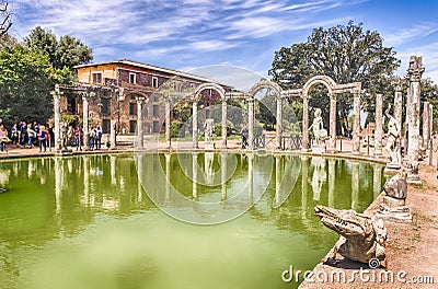 The Ancient Pool called Canopus in Villa Adriana, Tivoli Stock Photo