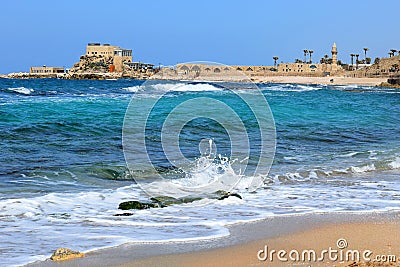 Ancient port in Caesarea Maritima, Israel Stock Photo