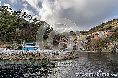 The ancient port of Gorgona Scalo, Livorno, Italy, seen from the sea Stock Photo