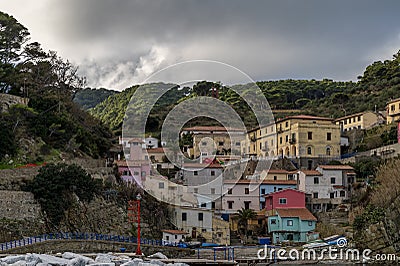 The ancient port of Gorgona Scalo, Livorno, Italy, seen from the sea Stock Photo