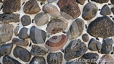 Ancient prehispanic river stone wall texture background Stock Photo
