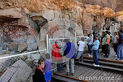 prehistoric civilization of 8000 years BC with the caves of painting of hands in patagonia santa cruz argentina Editorial Stock Photo