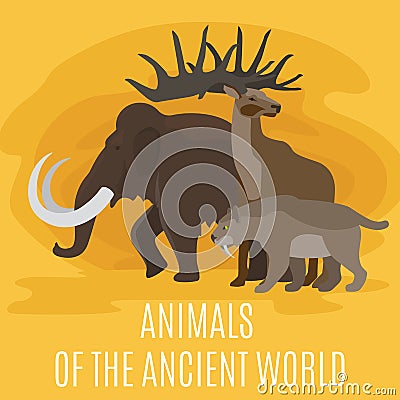 Ancient prehistoric stone age animals Vector Illustration