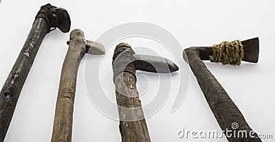 Ancient handmade prehistoric weapons Stock Photo