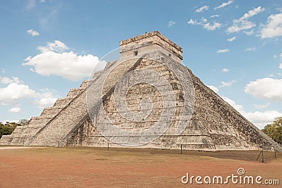 Ancient pyramid in Chichen Itza Mexico. Stock Photo