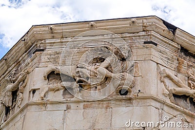 Ancient remains of the Roman Agora, marketplace built in Roman period in plaka district of Athens, Greece Stock Photo