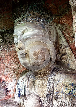 Ancient rock carving in China Stock Photo