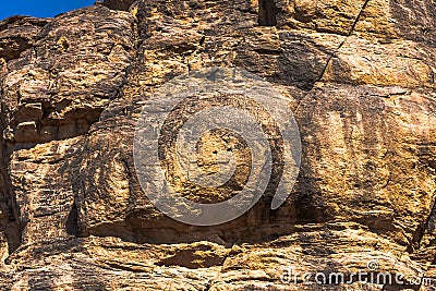 The ancient rock inscriptions in Wadi Massal Stock Photo