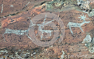 Ancient rock paintings Stock Photo