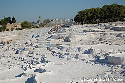 Ancient Roman baths of Pamukkale (Turkey). Natural hot water terraces. 