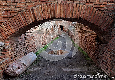 Ancient Roman brick arch Stock Photo