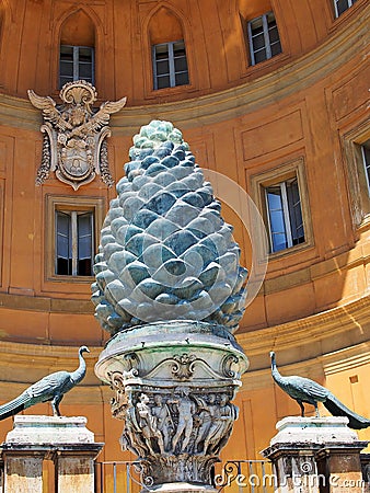 Bronze Peacocks and Pinecone, Vatican, Rome, Italy Editorial Stock Photo