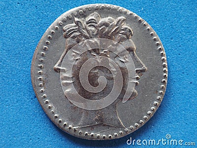 ancient roman coin with Janus Stock Photo