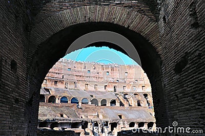 Ancient roman colosseum in Rome, Italy Stock Photo