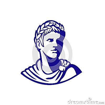 Ancient Roman Emperor Looking Side Mascot Cartoon Illustration