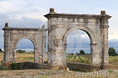 Ancient Roman Flavien bridge near Saint-Chamas, France Stock Photo