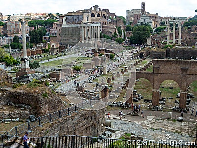 Ancient Roman Forum ruins in Rome. Editorial Stock Photo