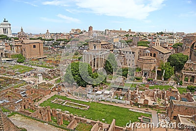 Ancient Roman Forum ruins in Rome Editorial Stock Photo