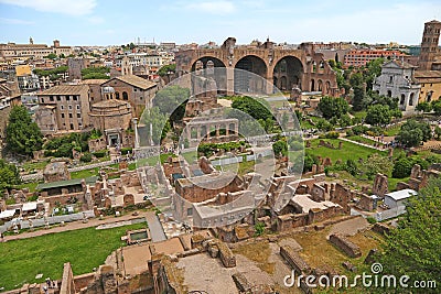 Ancient Roman Forum ruins in Rome Editorial Stock Photo