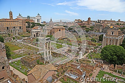 Ancient Roman Forum ruins in Rome Editorial Stock Photo
