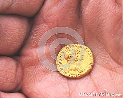 Ancient Roman gold coin of Nero Stock Photo