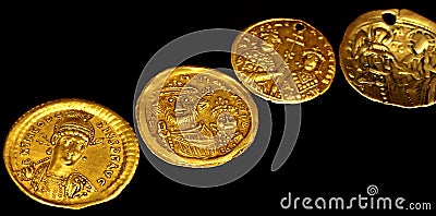 Ancient Roman gold coins Stock Photo