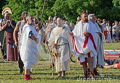 Ancient Roman Magistrates at the Historical Reenactment in Aquileia Editorial Stock Photo