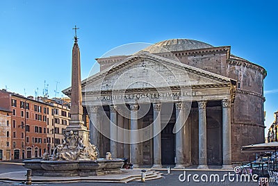 Ancient Roman Pantheon temple, front view Editorial Stock Photo